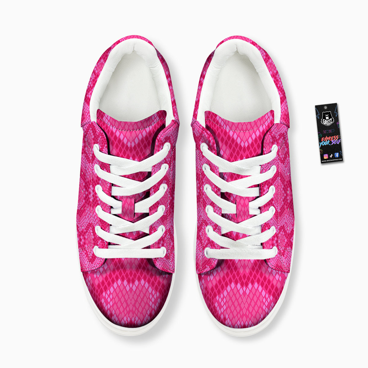 Snakeskin Black And Pink Neon Print Platform Shoes-grizzshop