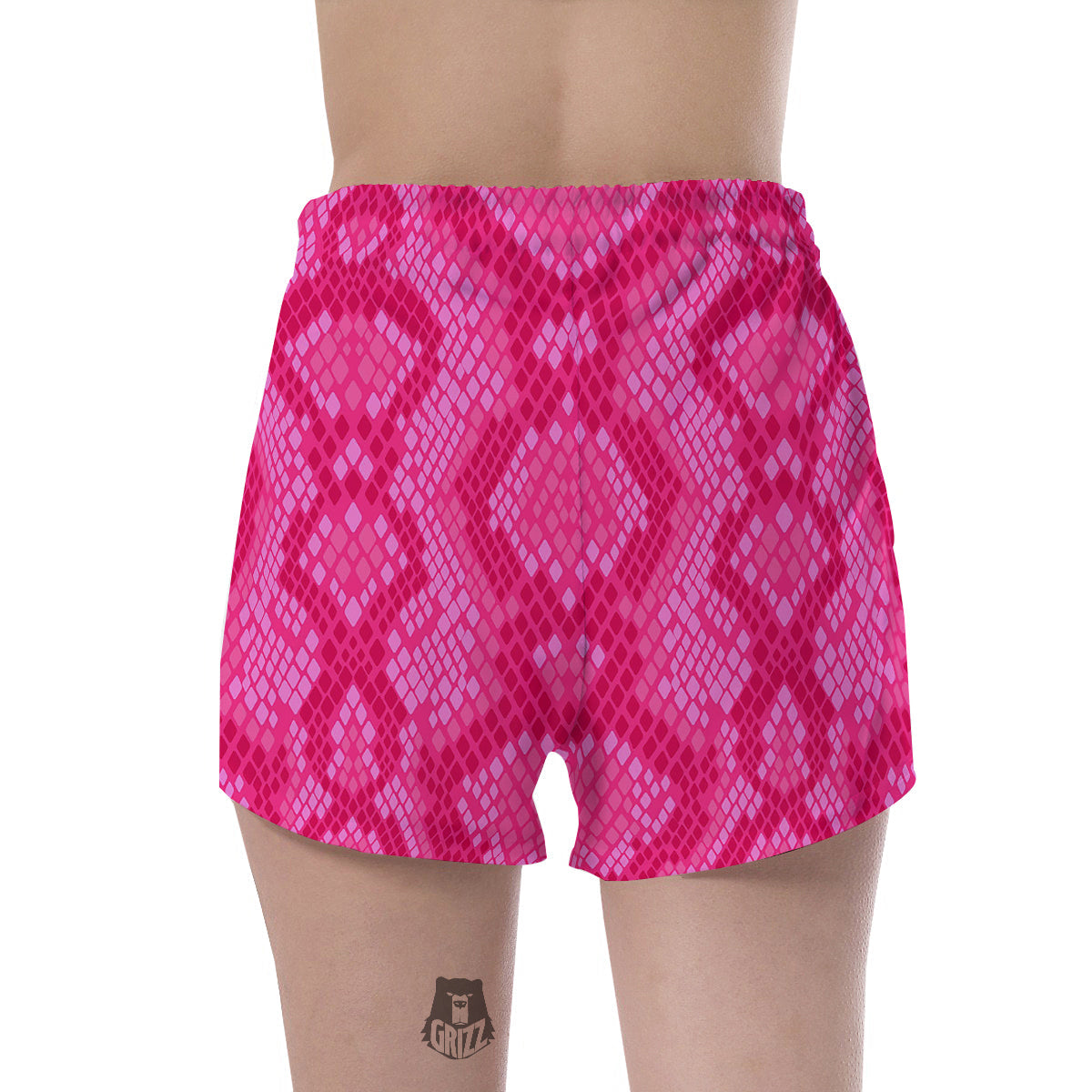Snakeskin Black And Pink Neon Print Women's Shorts-grizzshop