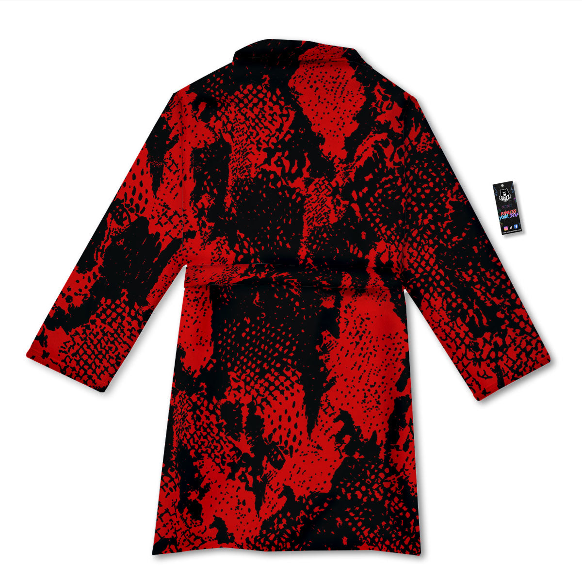 Snakeskin Black And Red Print Bathrobe-grizzshop