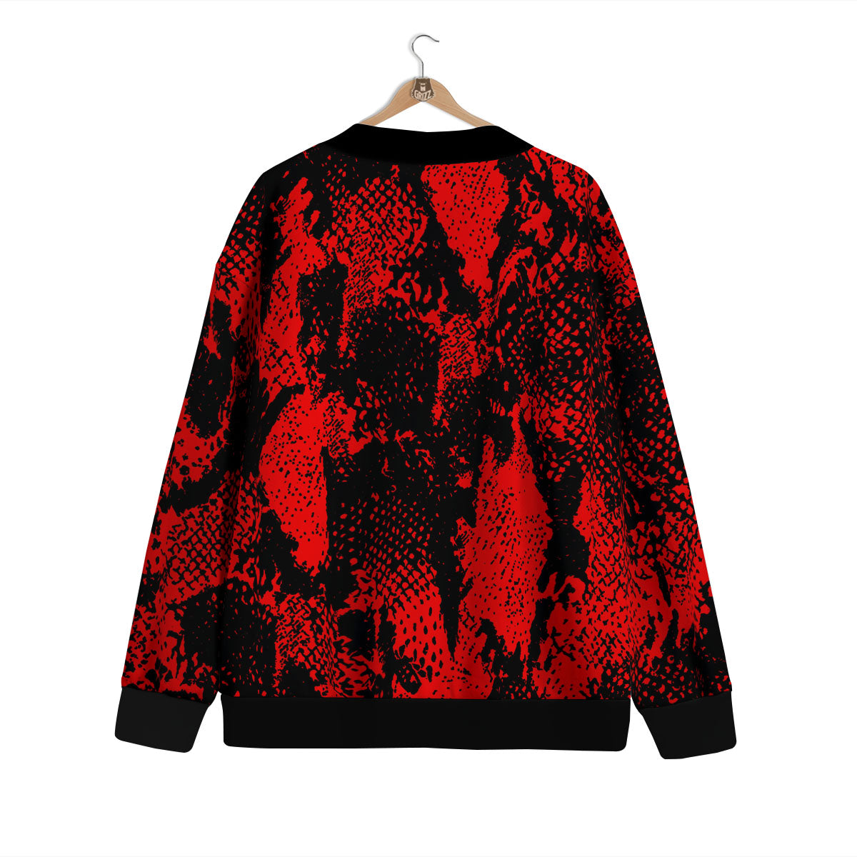 Snakeskin Black And Red Print Cardigan-grizzshop