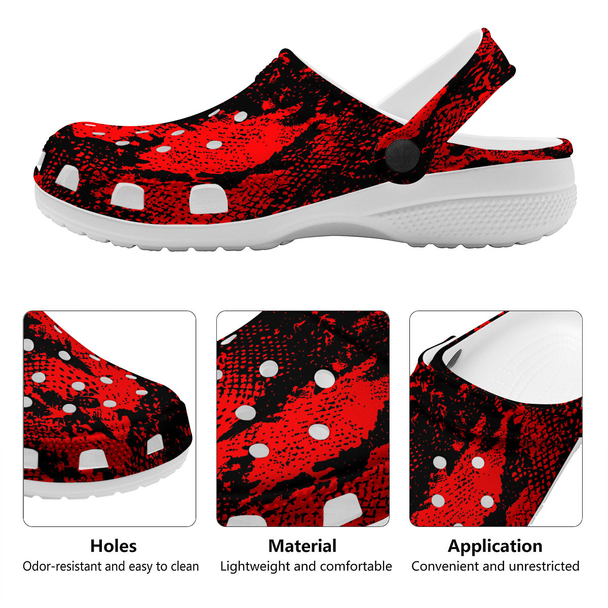 Snakeskin Black And Red Print Clog-grizzshop
