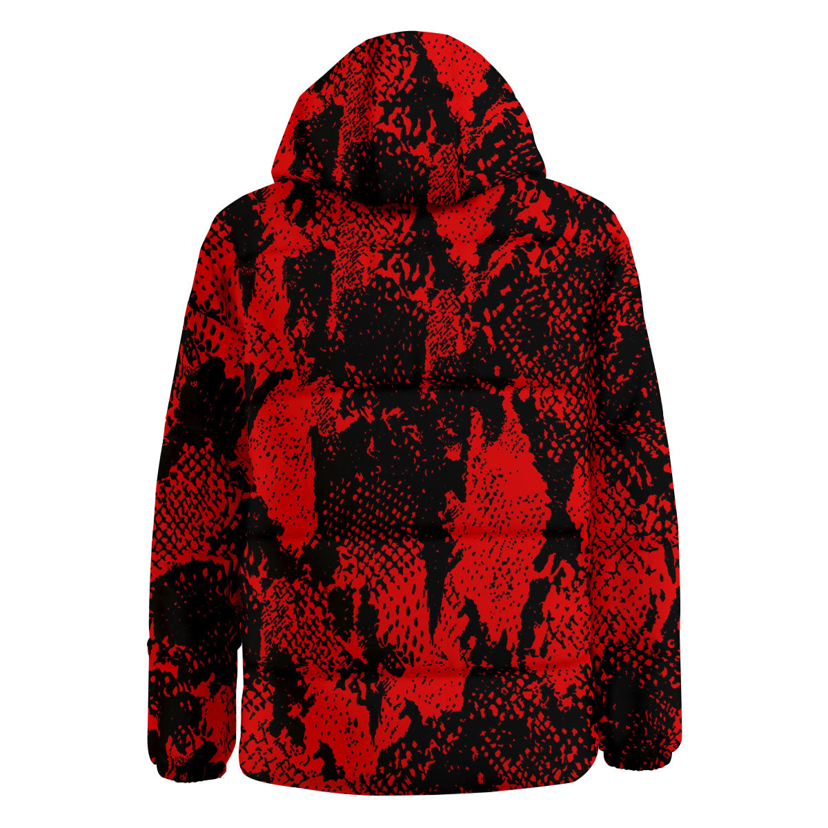 Snakeskin Black And Red Print Down Jacket-grizzshop