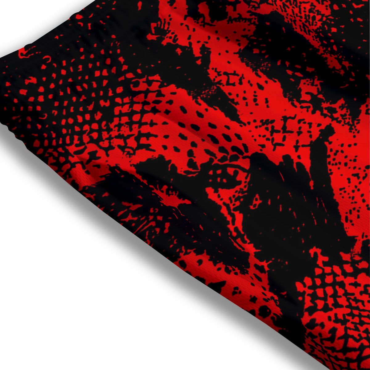 Snakeskin Black And Red Print Mesh Shorts