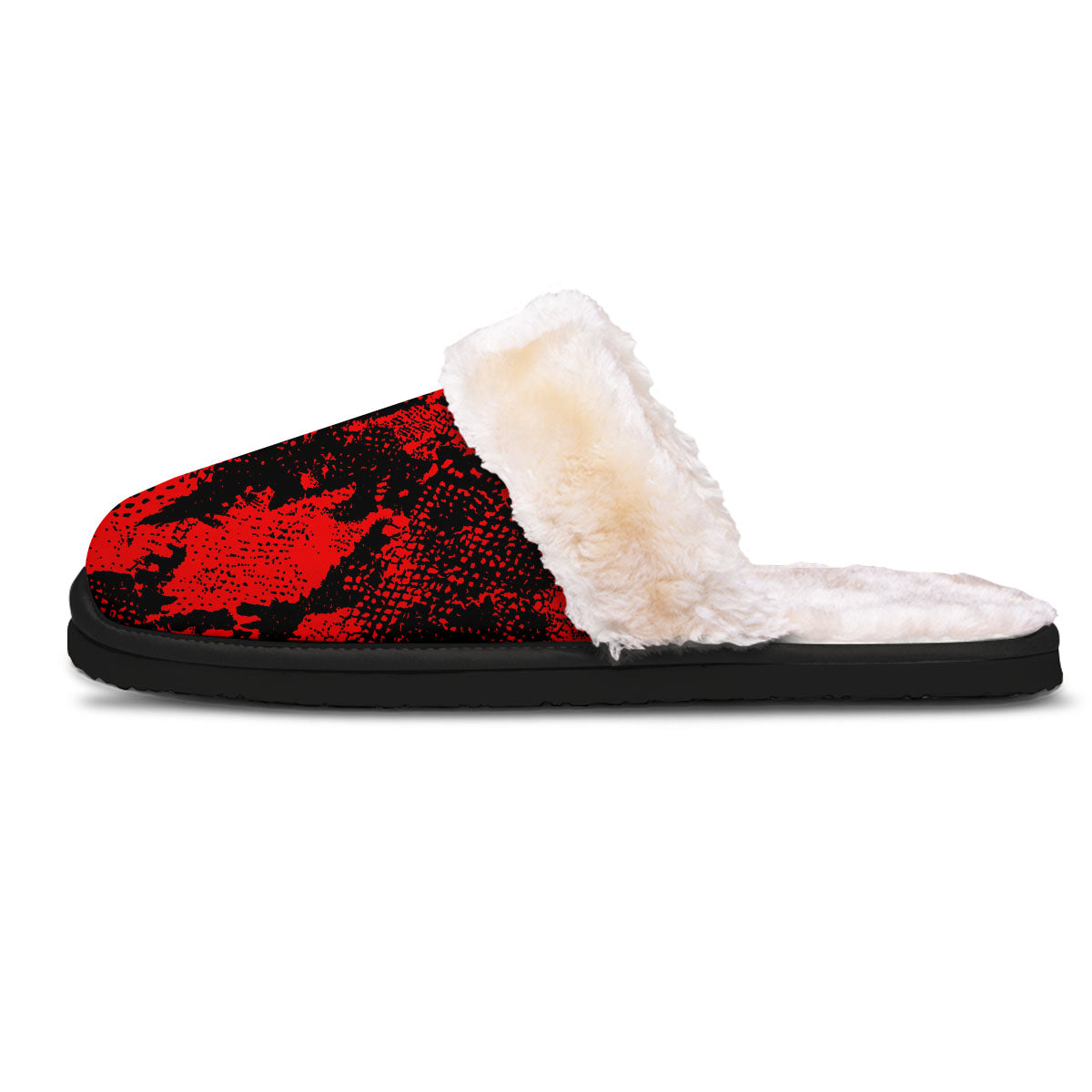 Snakeskin Black And Red Print Slippers-grizzshop