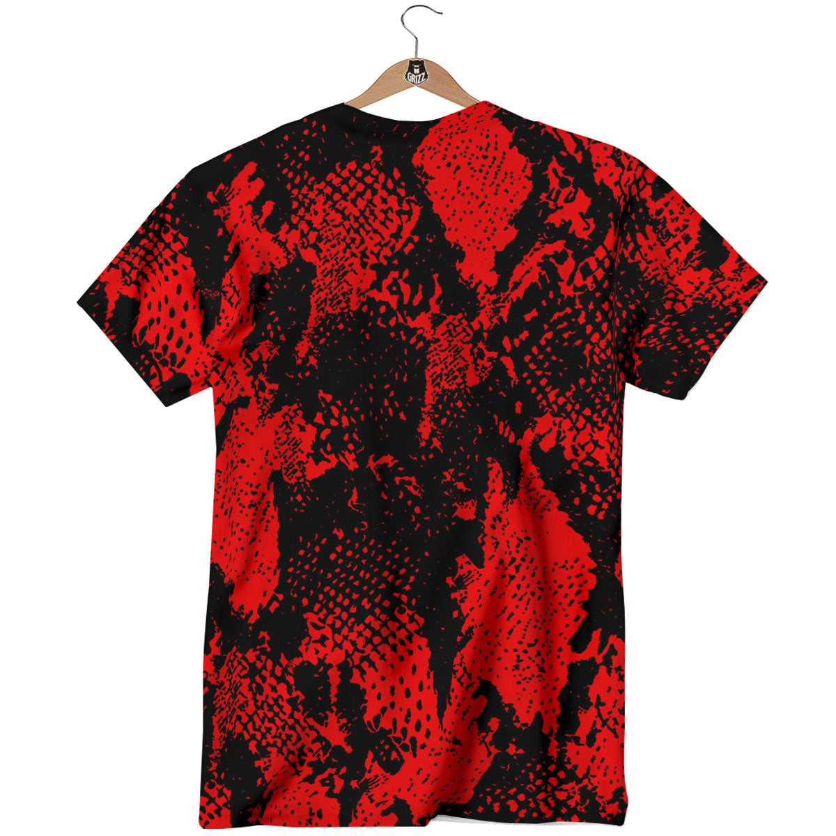 Snakeskin Black And Red Print T-Shirt-grizzshop