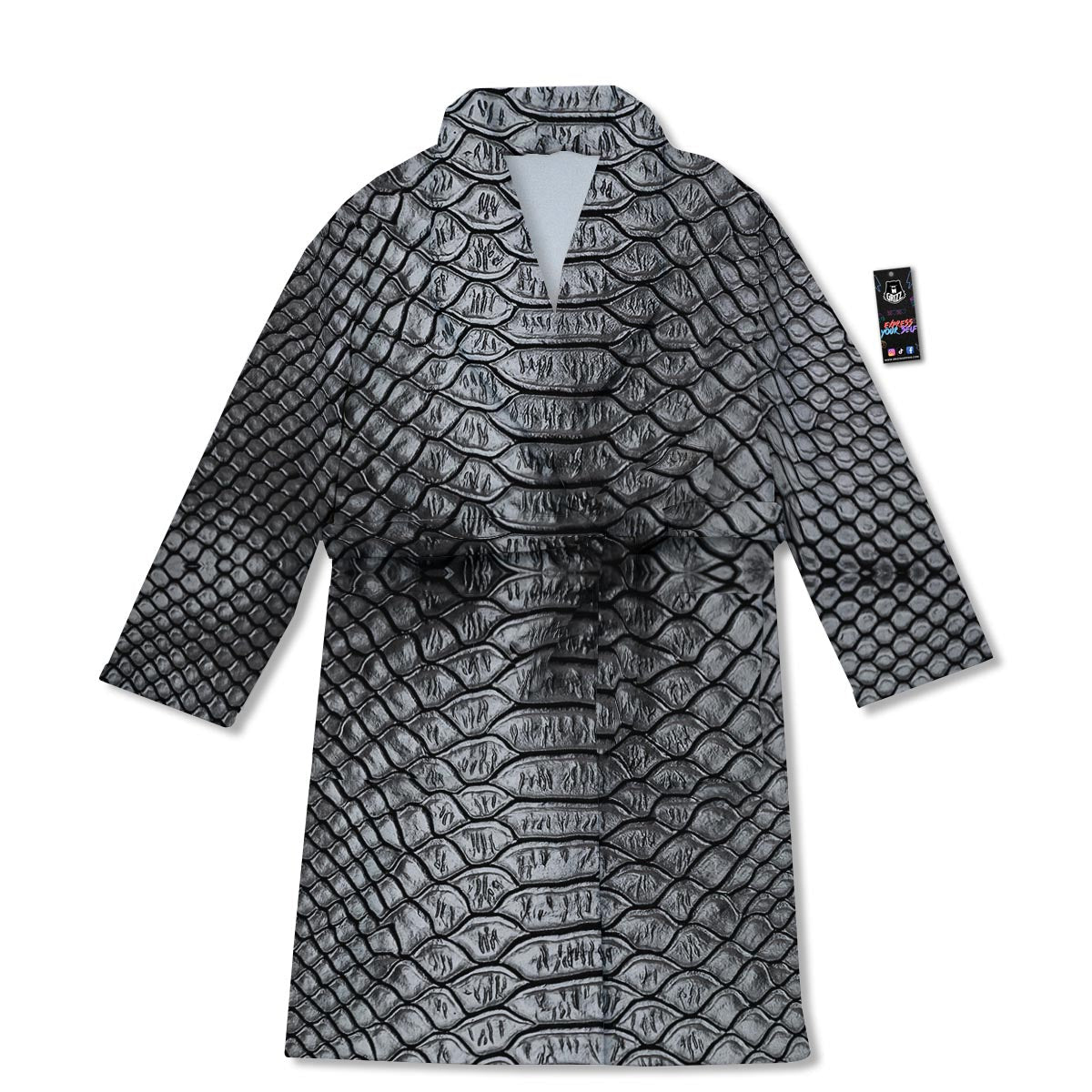 Snakeskin Black And Tan Print Pattern Bathrobe-grizzshop