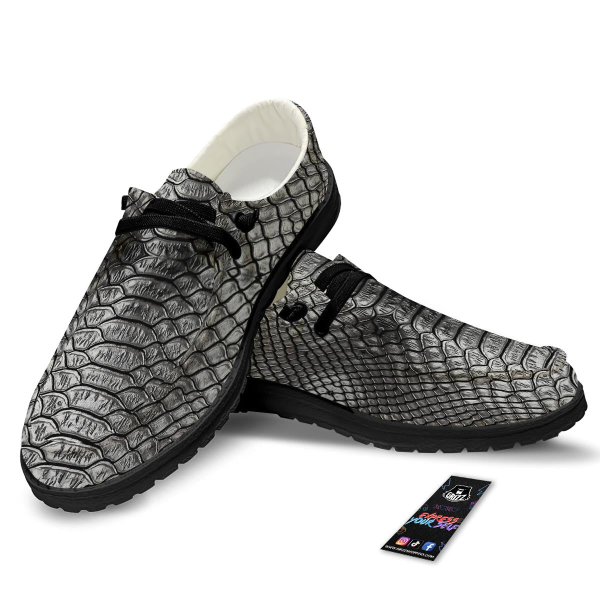 Snakeskin Black And Tan Print Pattern Black Loafers-grizzshop
