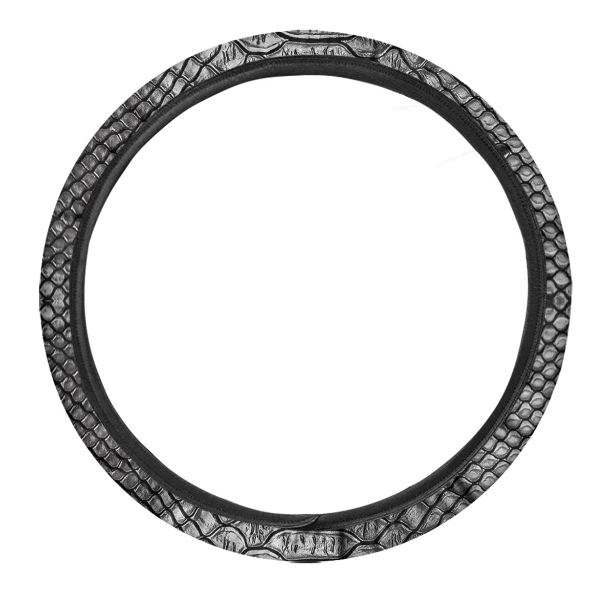 Snakeskin Black And Tan Print Pattern Car Steering Wheel Cover-grizzshop