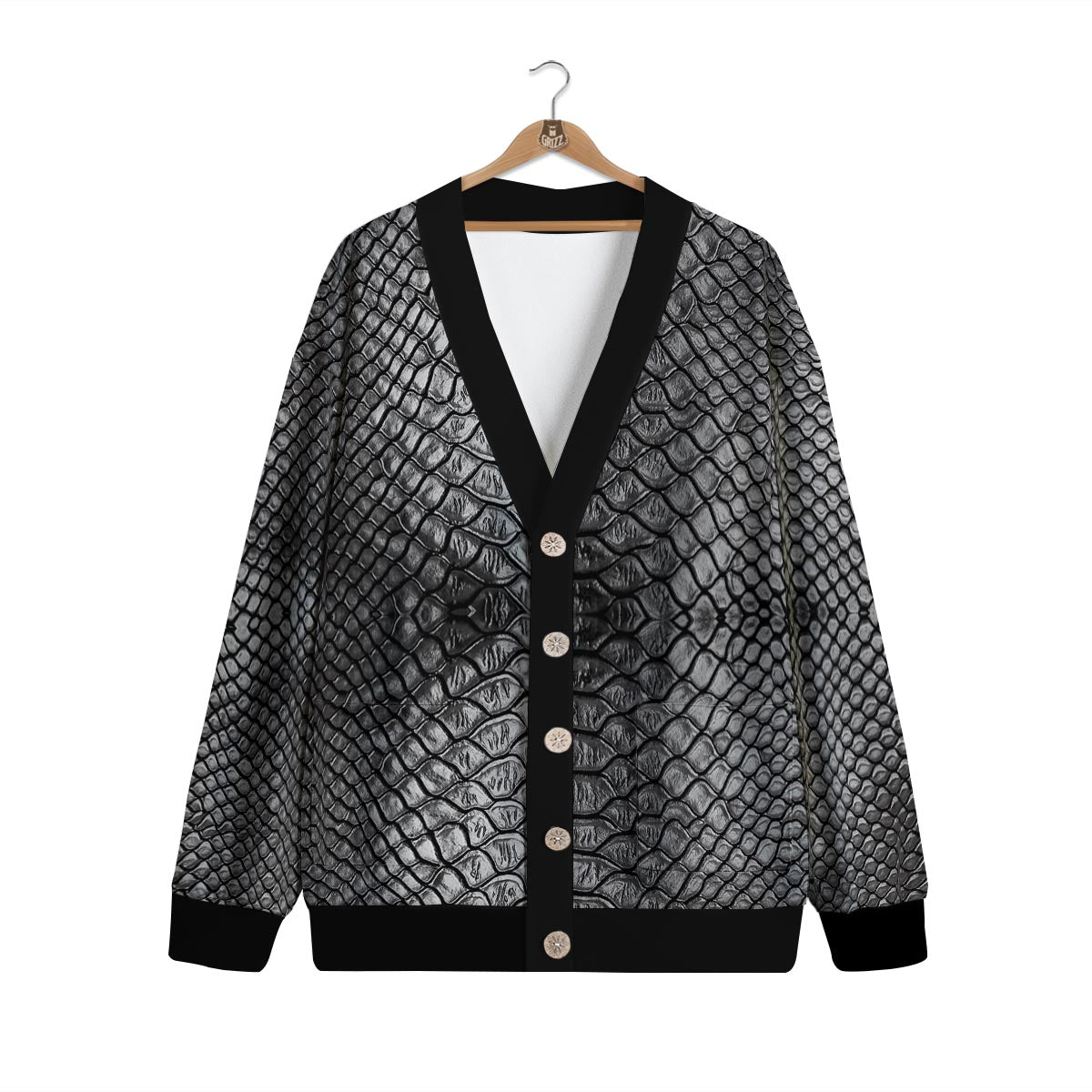 Snakeskin Black And Tan Print Pattern Cardigan-grizzshop