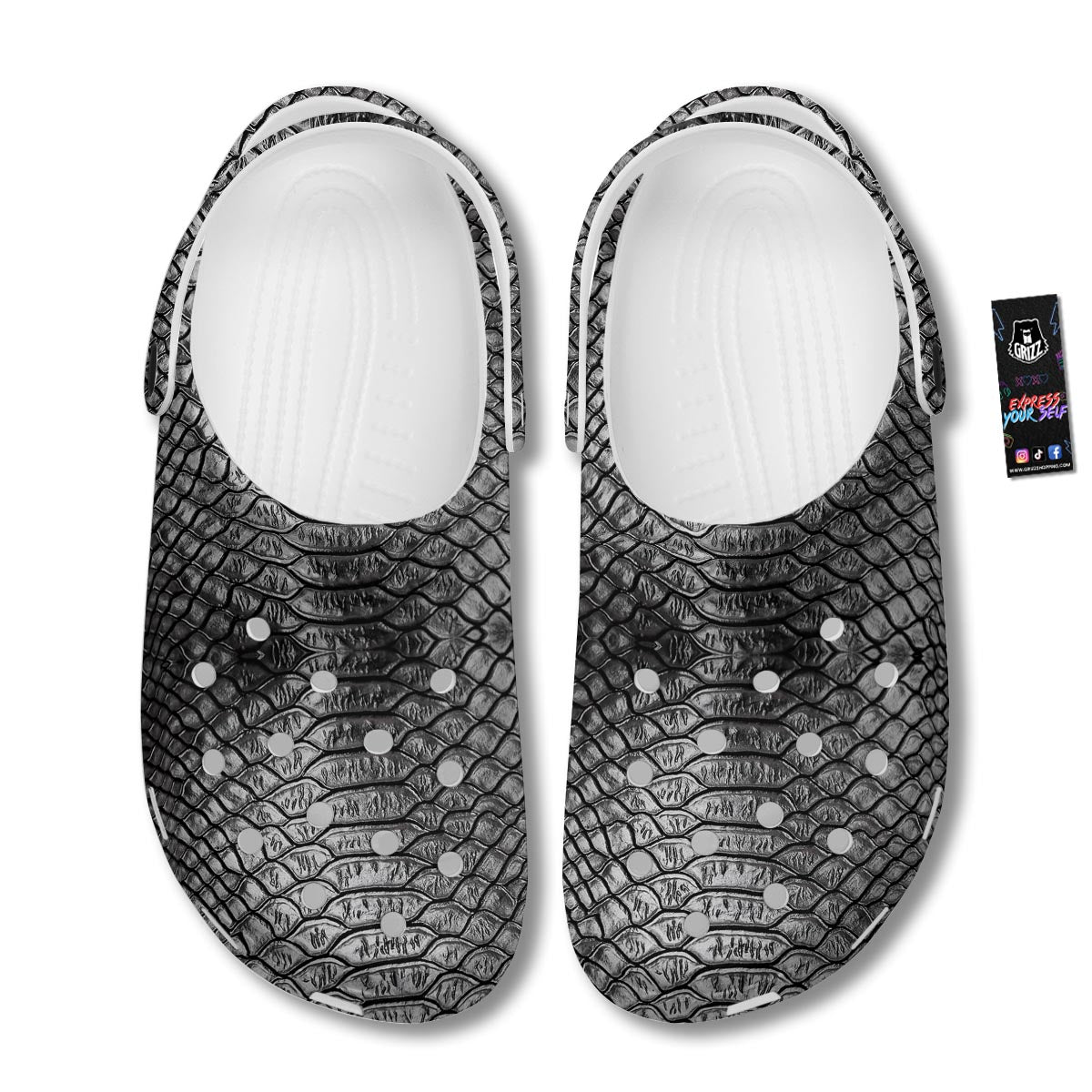 Snakeskin Black And Tan Print Pattern Clog-grizzshop