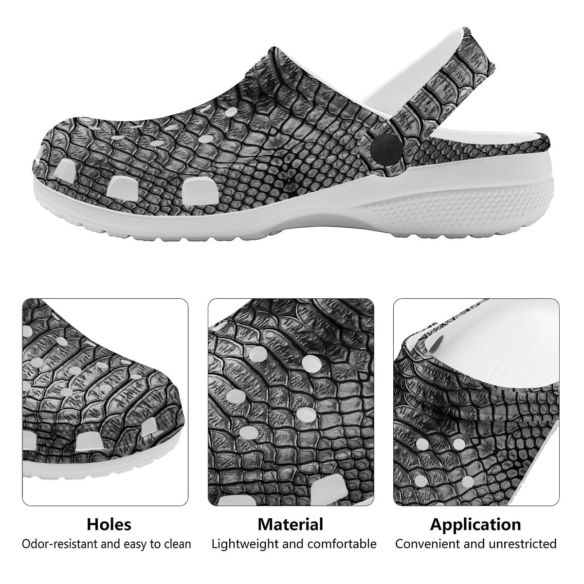 Snakeskin Black And Tan Print Pattern Clog-grizzshop