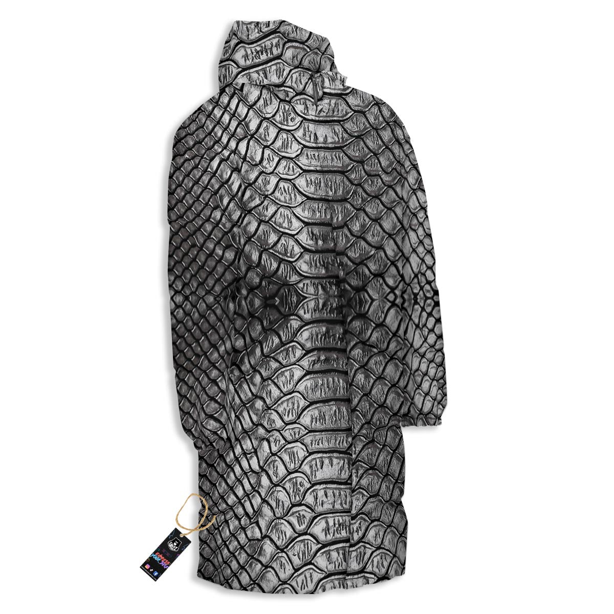 Snakeskin Black And Tan Print Pattern Long Down Jacket-grizzshop
