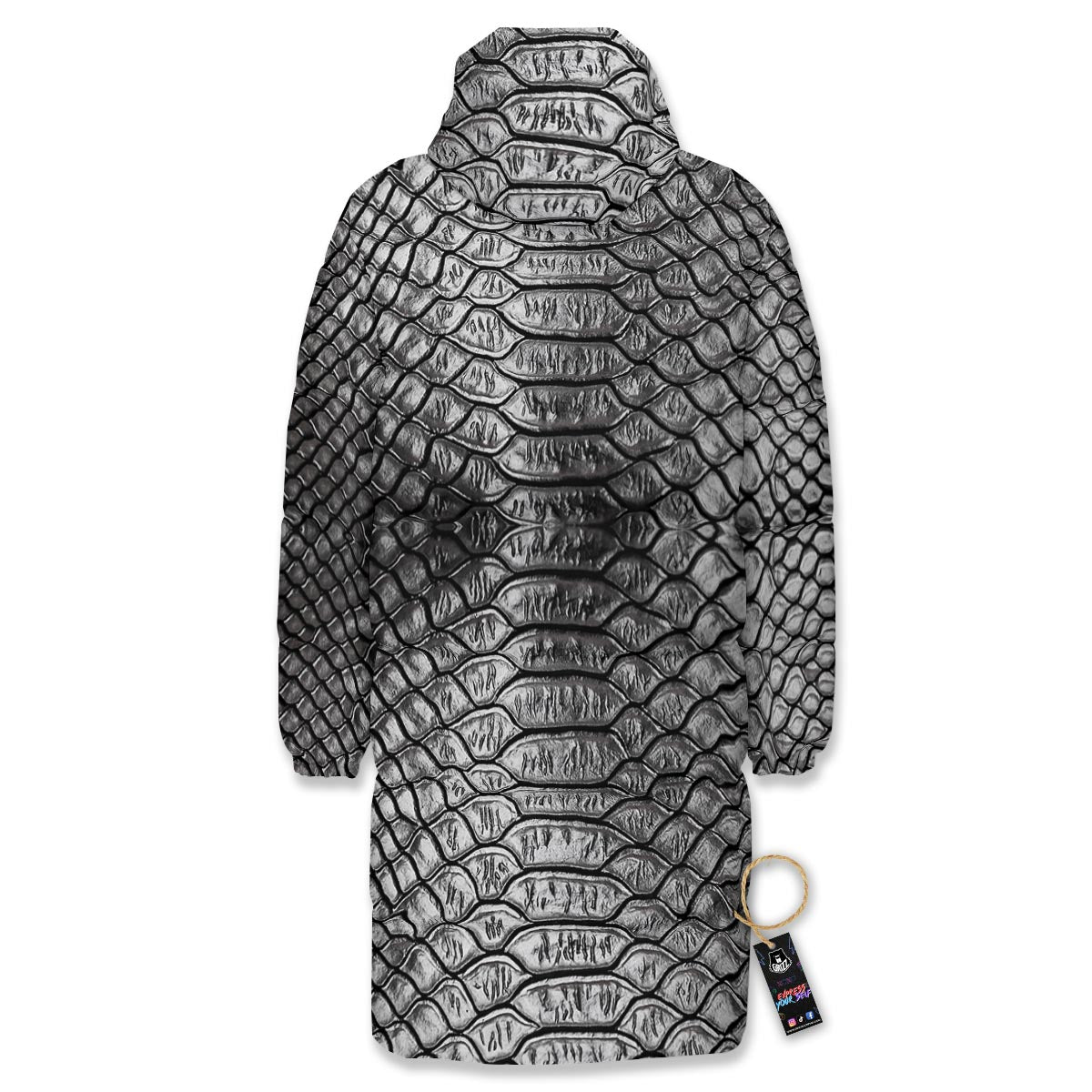Snakeskin Black And Tan Print Pattern Long Down Jacket-grizzshop