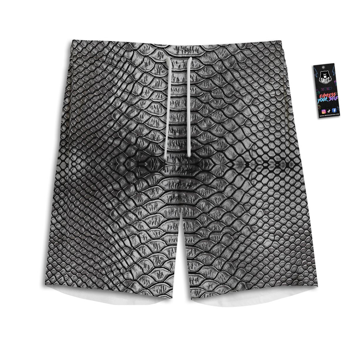 Snakeskin Black And Tan Print Pattern Men's Athletic Shorts