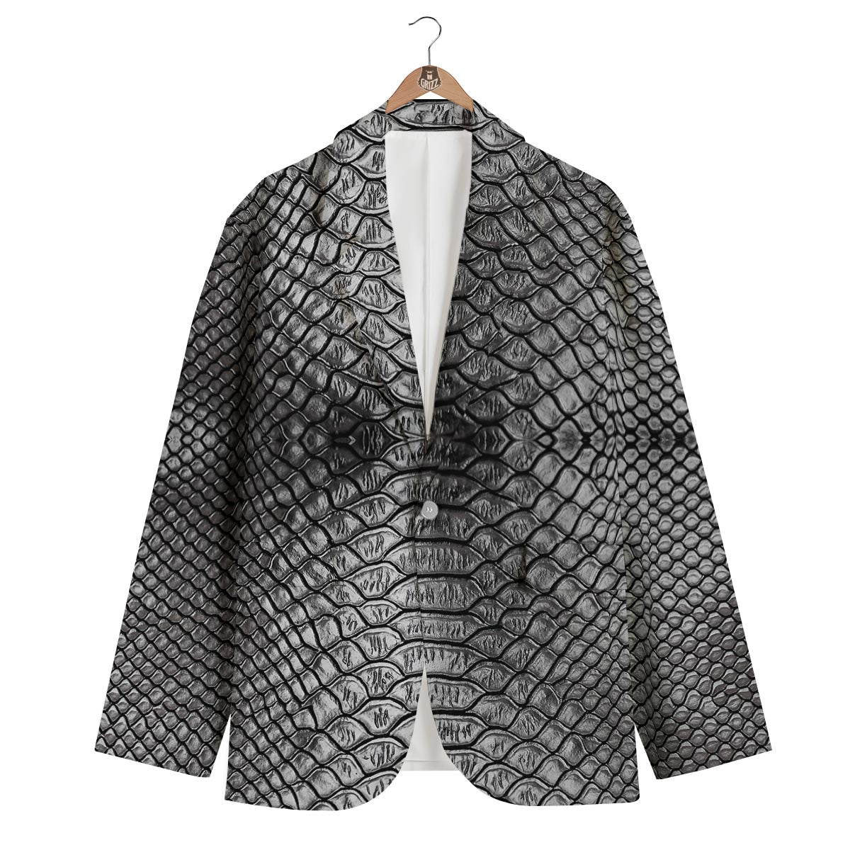 Snakeskin Black And Tan Print Pattern Men's Blazer-grizzshop