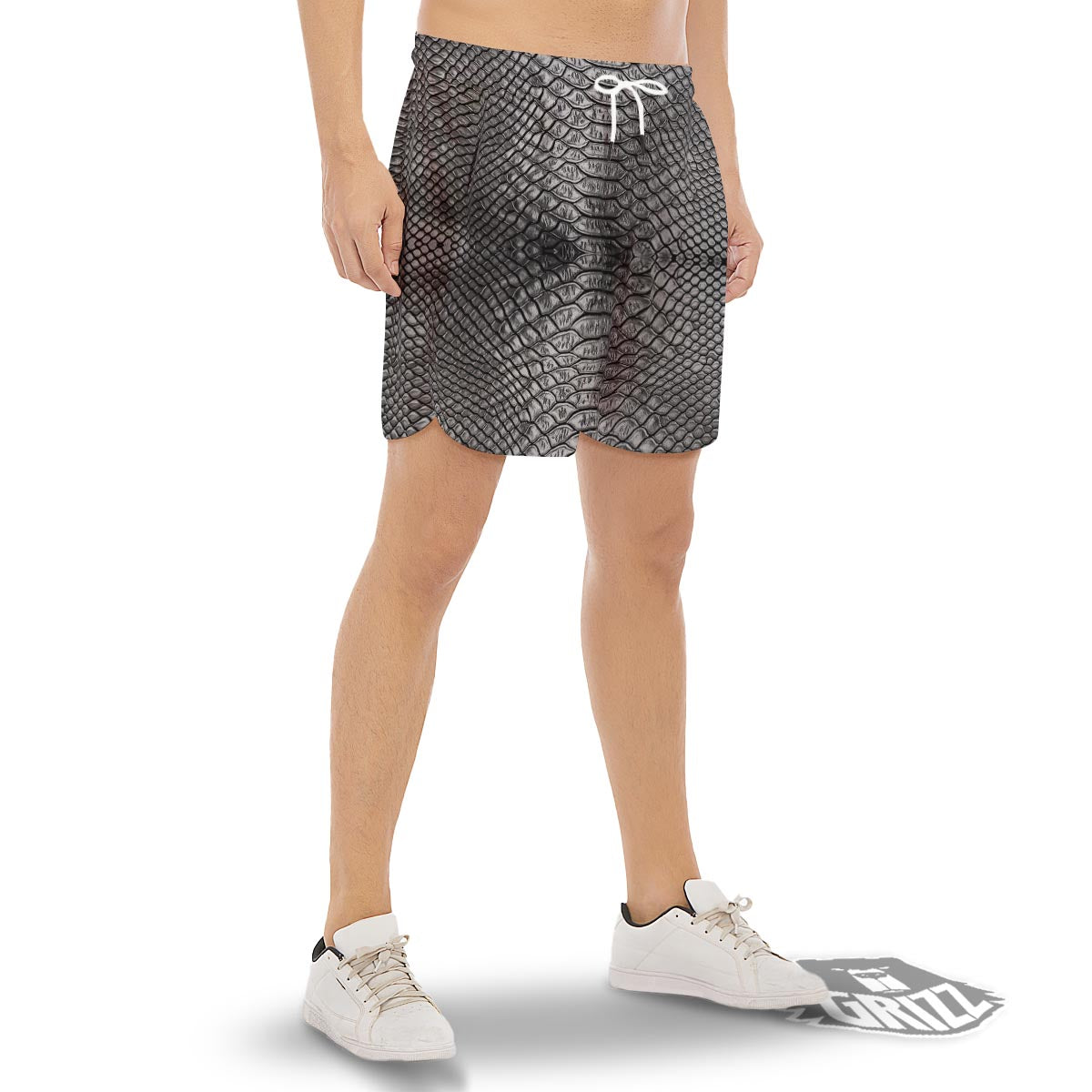 Snakeskin Black And Tan Print Pattern Men's Gym Shorts-grizzshop