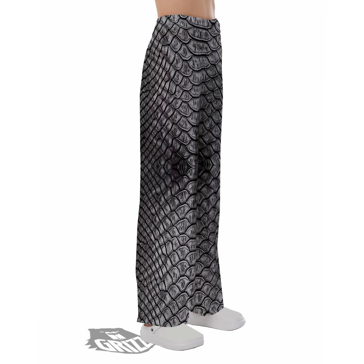 Snakeskin Black And Tan Print Pattern Pajama Pants-grizzshop