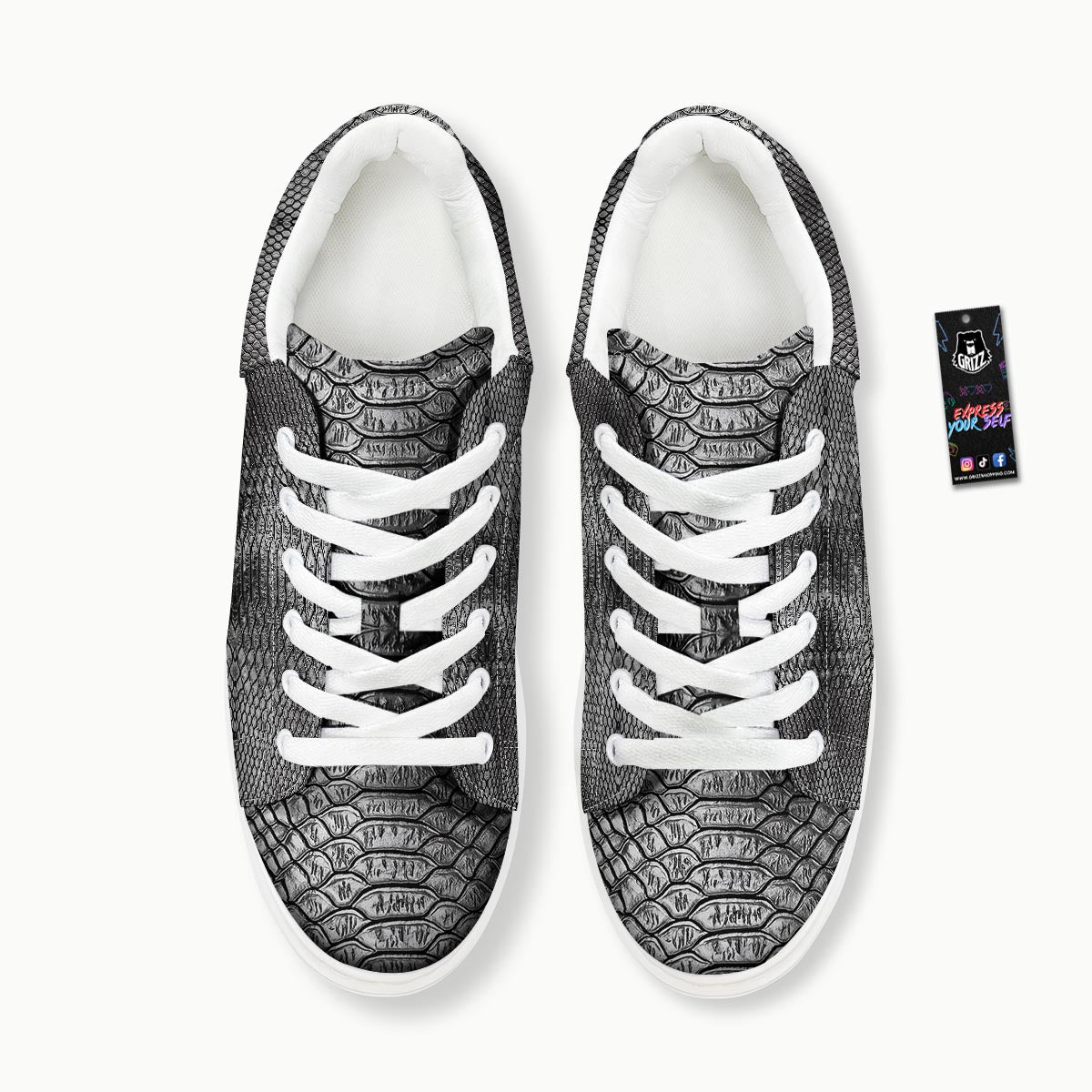 Snakeskin Black And Tan Print Pattern Platform Shoes-grizzshop