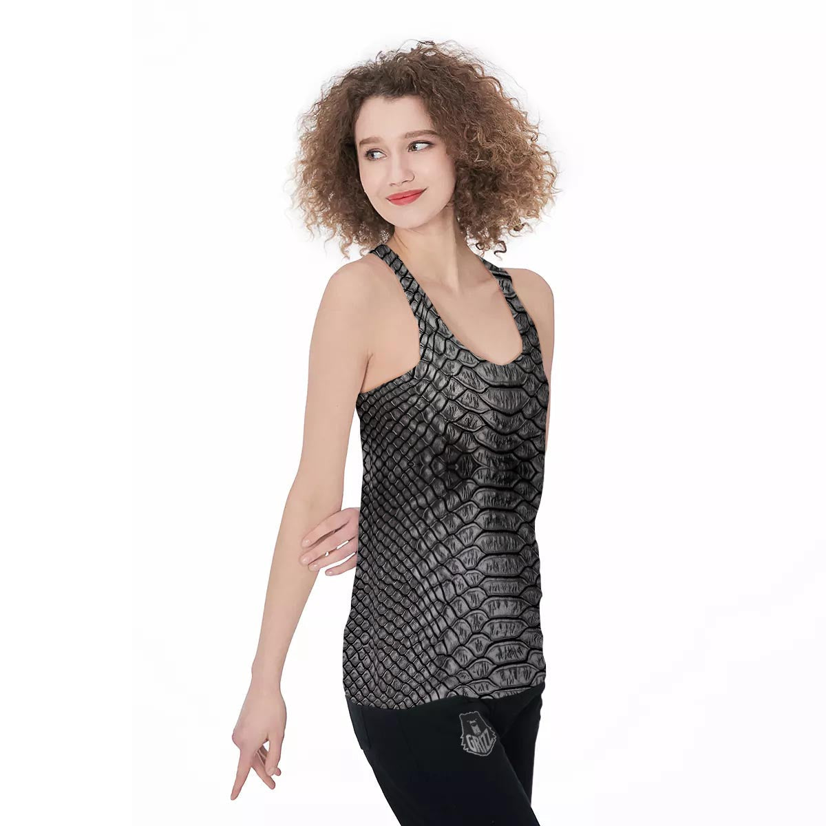 Snakeskin Black And Tan Print Pattern Women's Racerback Tank Top-grizzshop