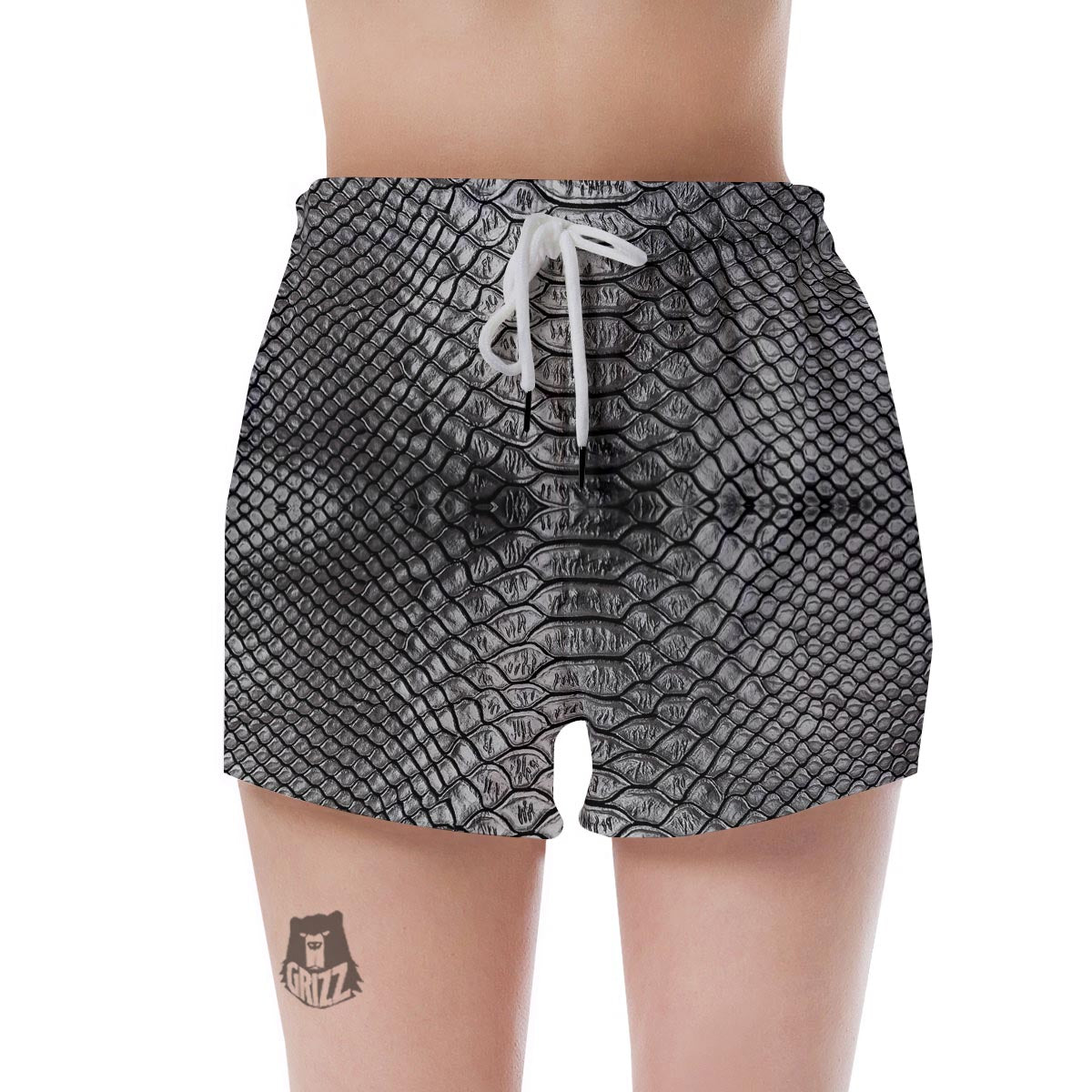 Snakeskin Black And Tan Print Pattern Women's Shorts-grizzshop