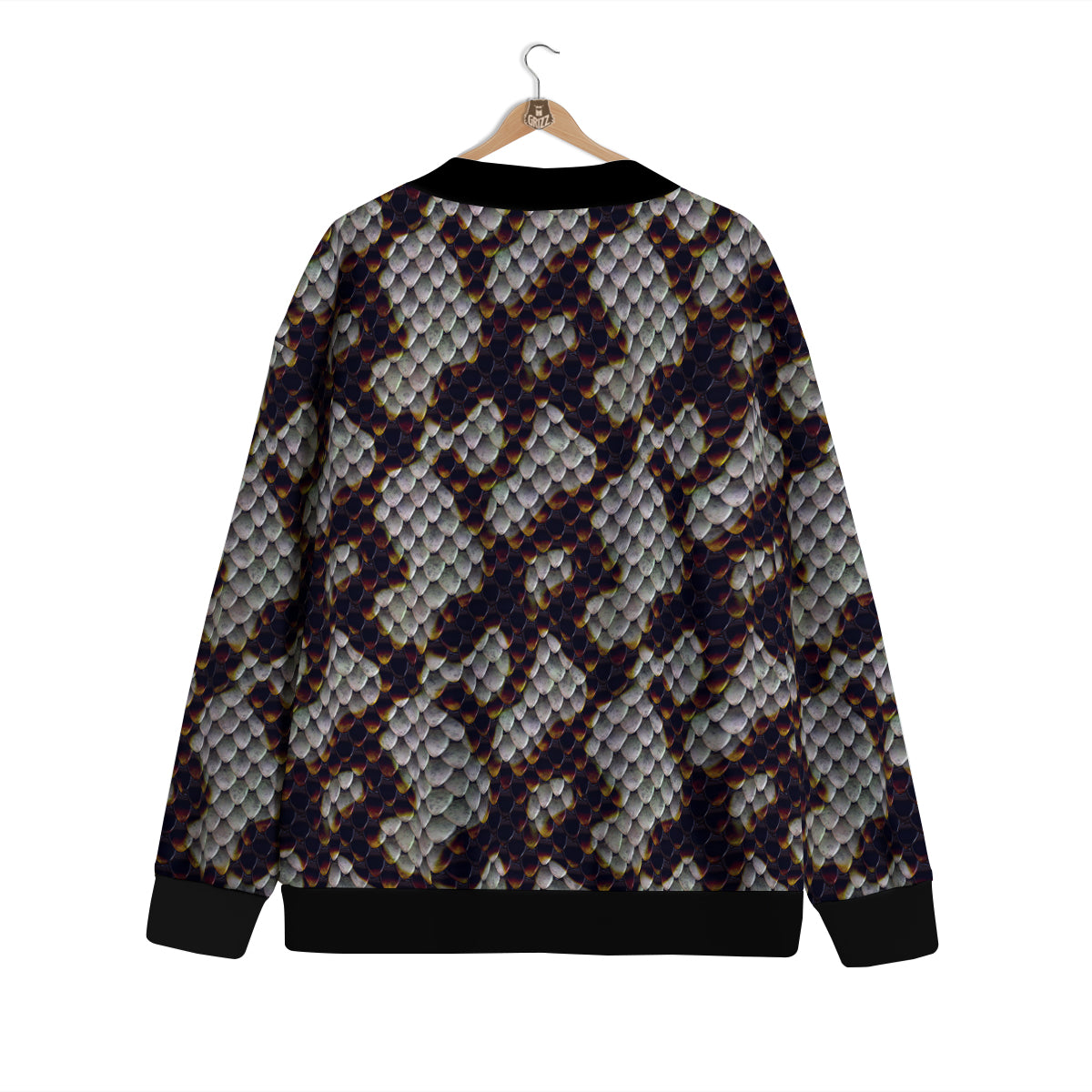 Snakeskin Black And White Texture Print Cardigan-grizzshop