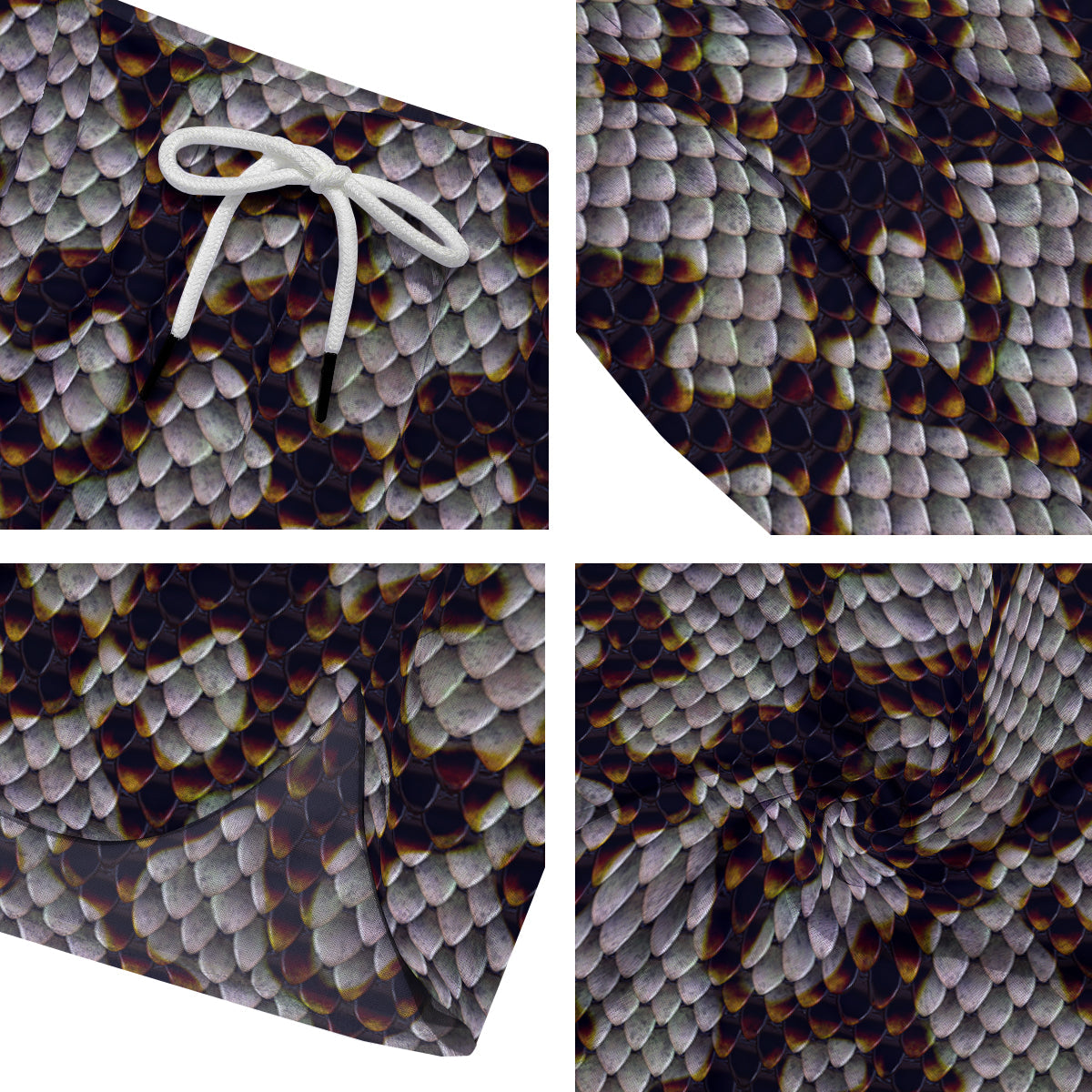 Snakeskin Black And White Texture Print Men's Running Shorts-grizzshop