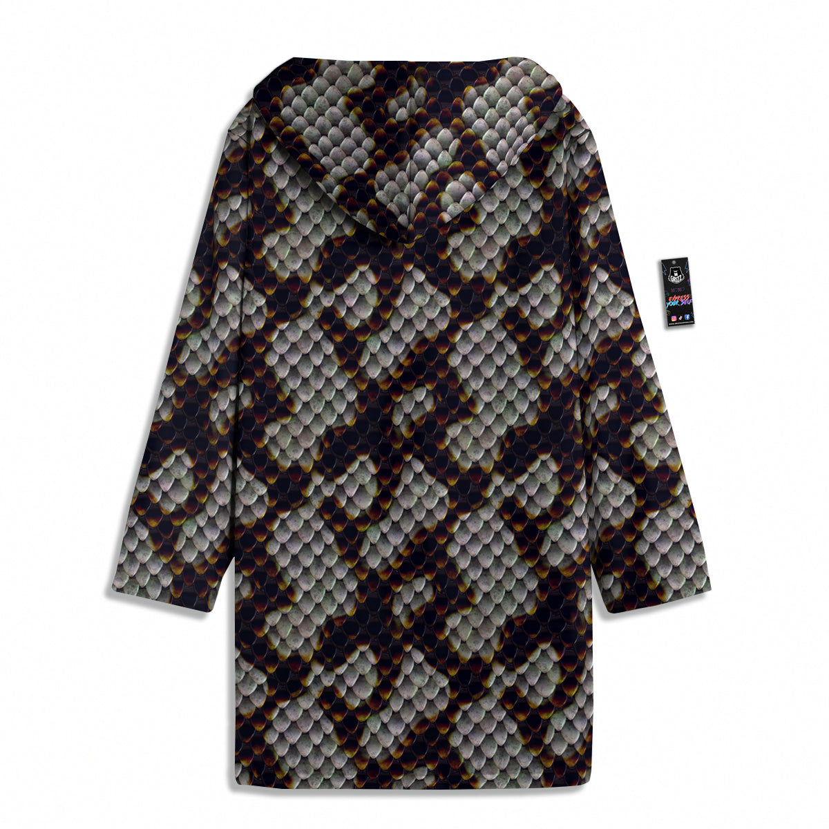 Snakeskin Black And White Texture Print Men's Windbreaker Jacket-grizzshop