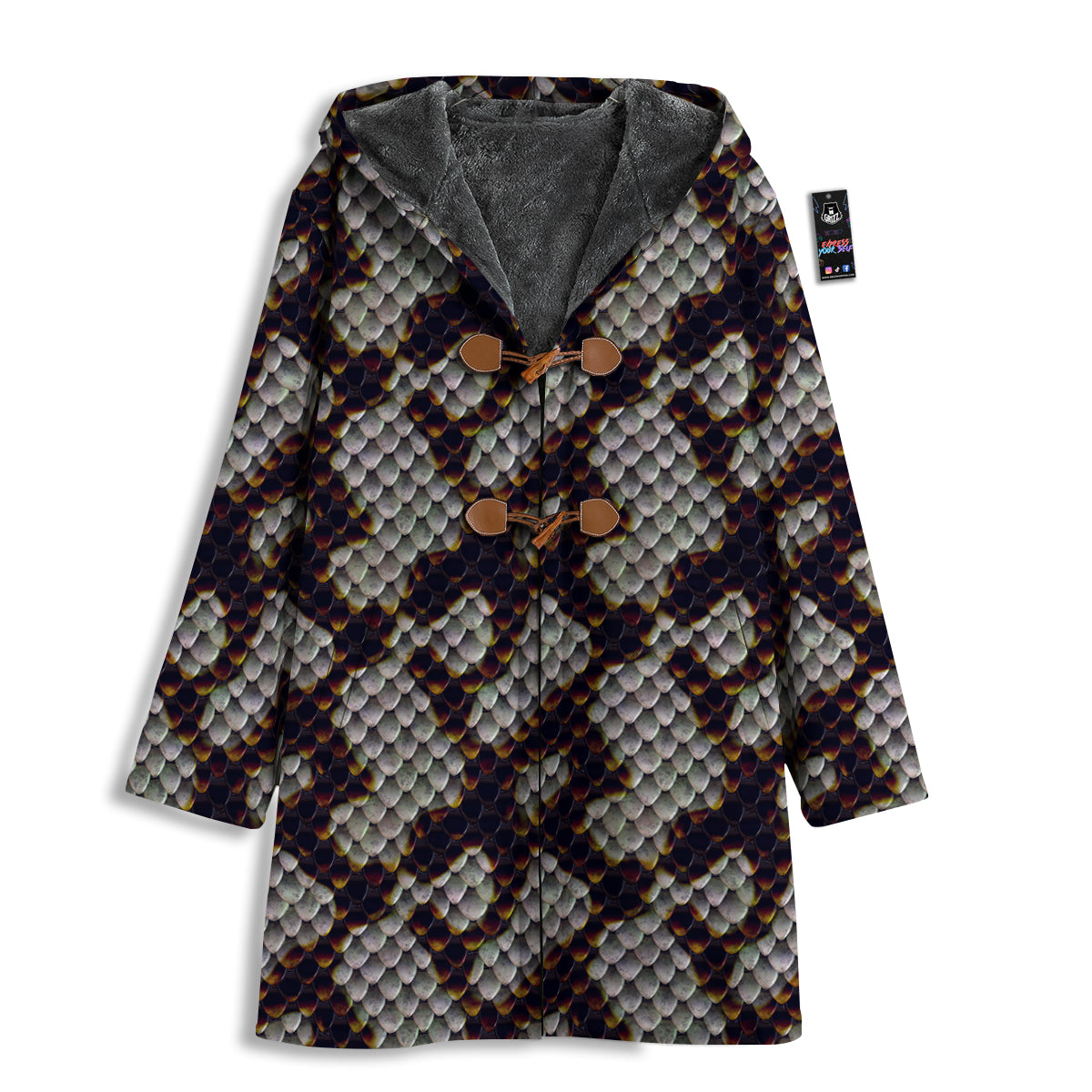 Snakeskin Black And White Texture Print Men's Windbreaker Jacket-grizzshop