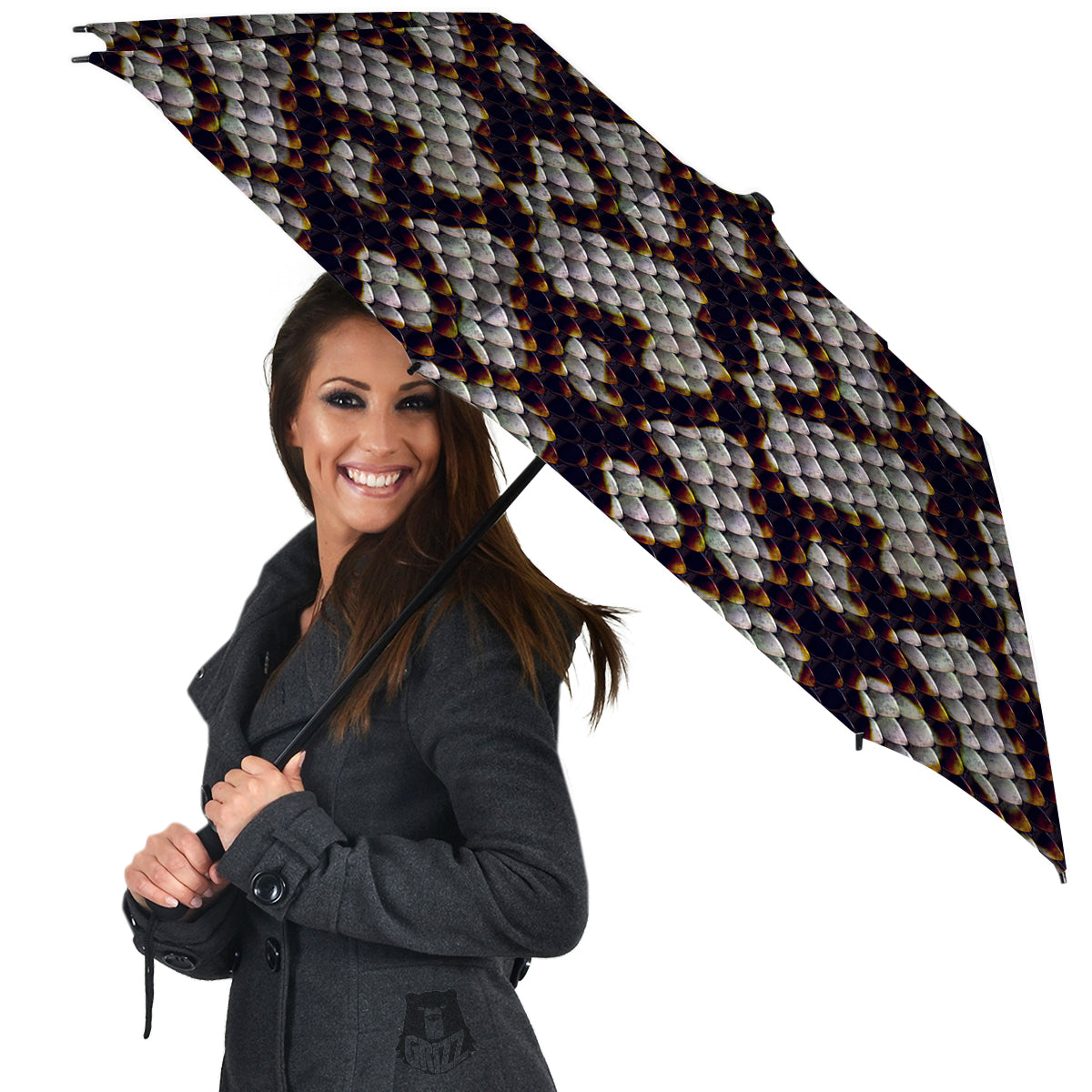 Snakeskin Black And White Texture Print Umbrella-grizzshop