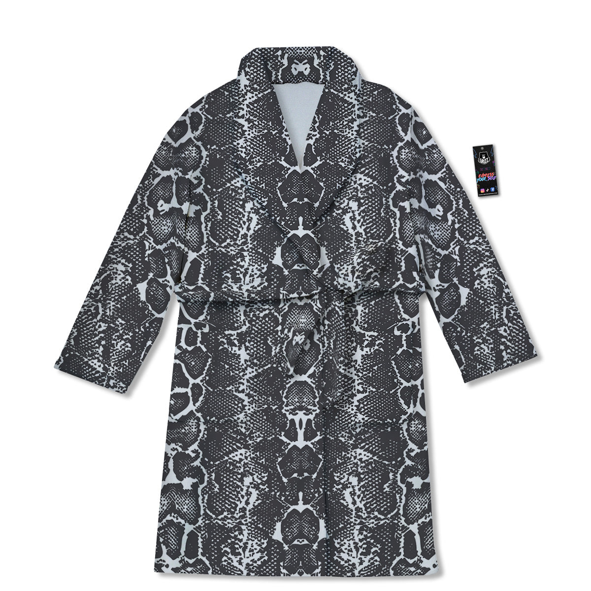 Snakeskin Black Print Bathrobe-grizzshop
