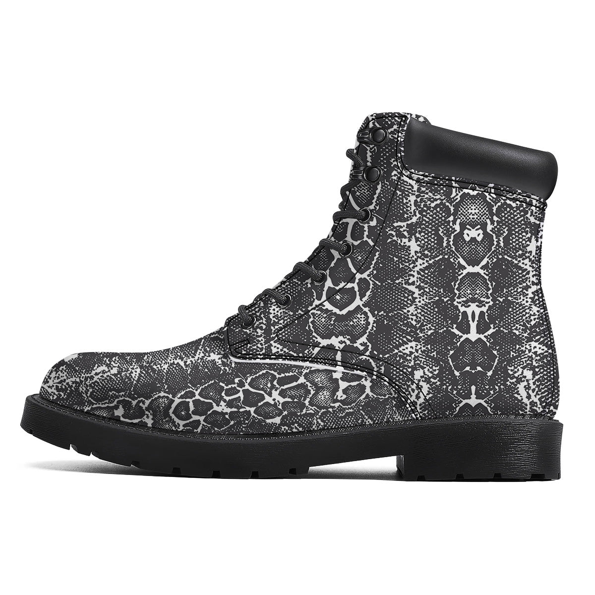 Snakeskin Black Print Boots-grizzshop