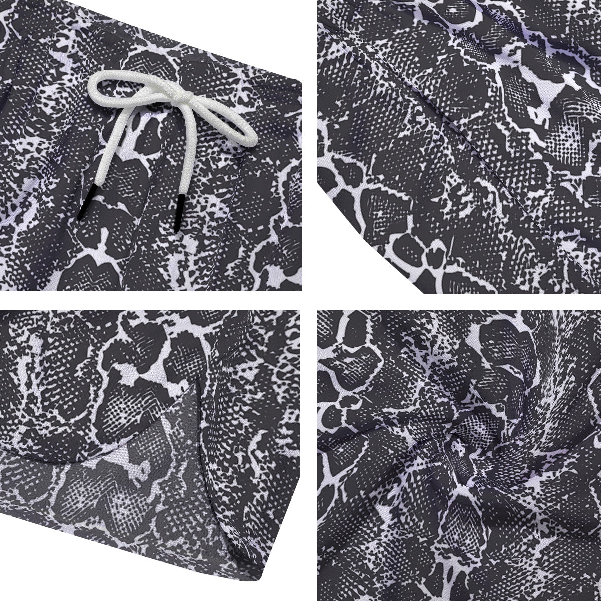 Snakeskin Black Print Men's Running Shorts-grizzshop