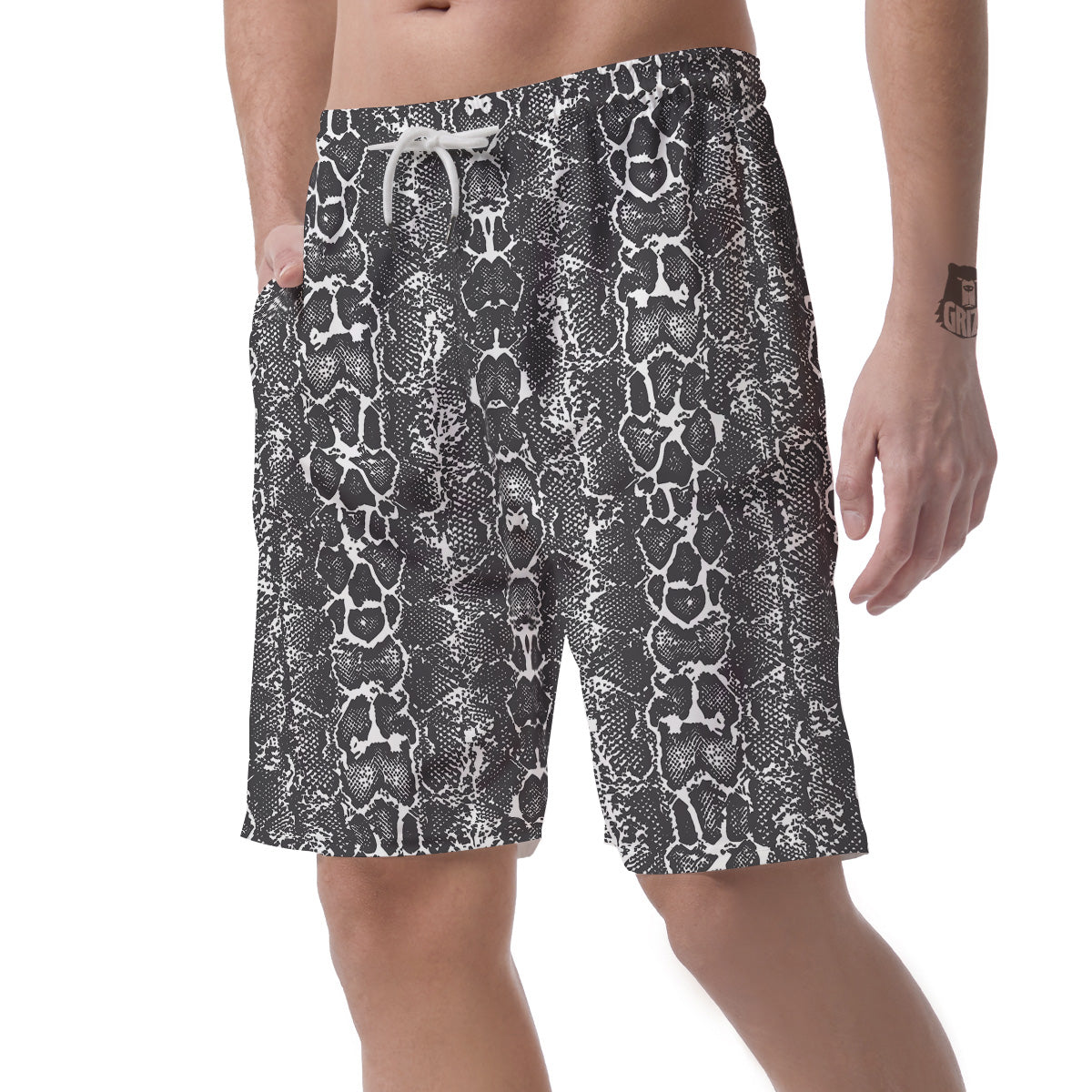 Snakeskin Black Print Men's Shorts-grizzshop