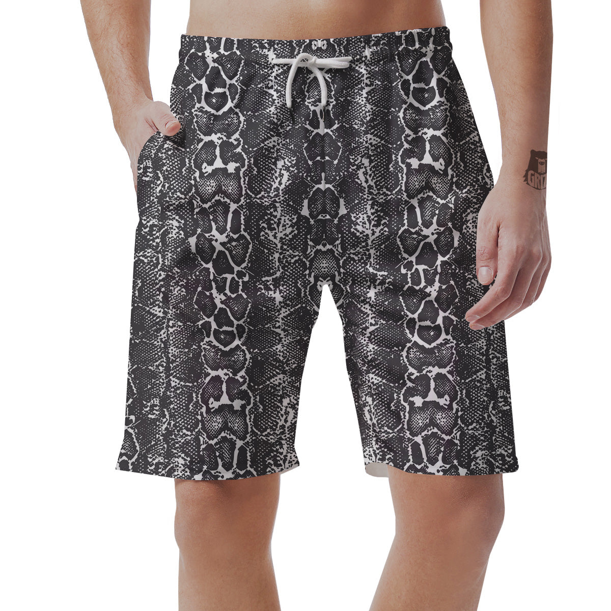 Snakeskin Black Print Men's Shorts-grizzshop