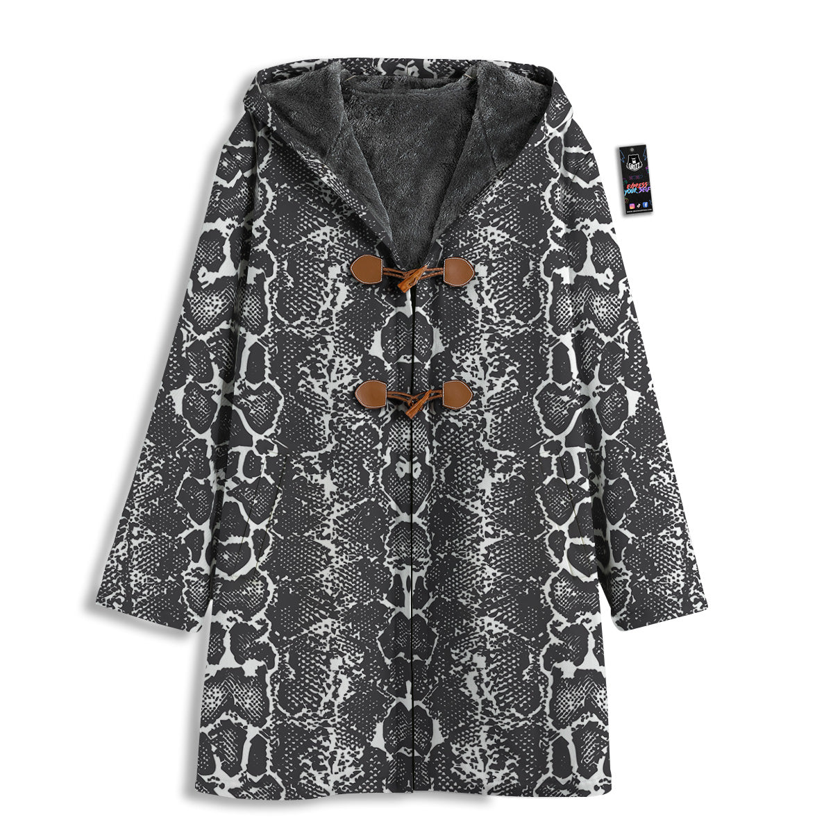 Snakeskin Black Print Men's Windbreaker Jacket-grizzshop