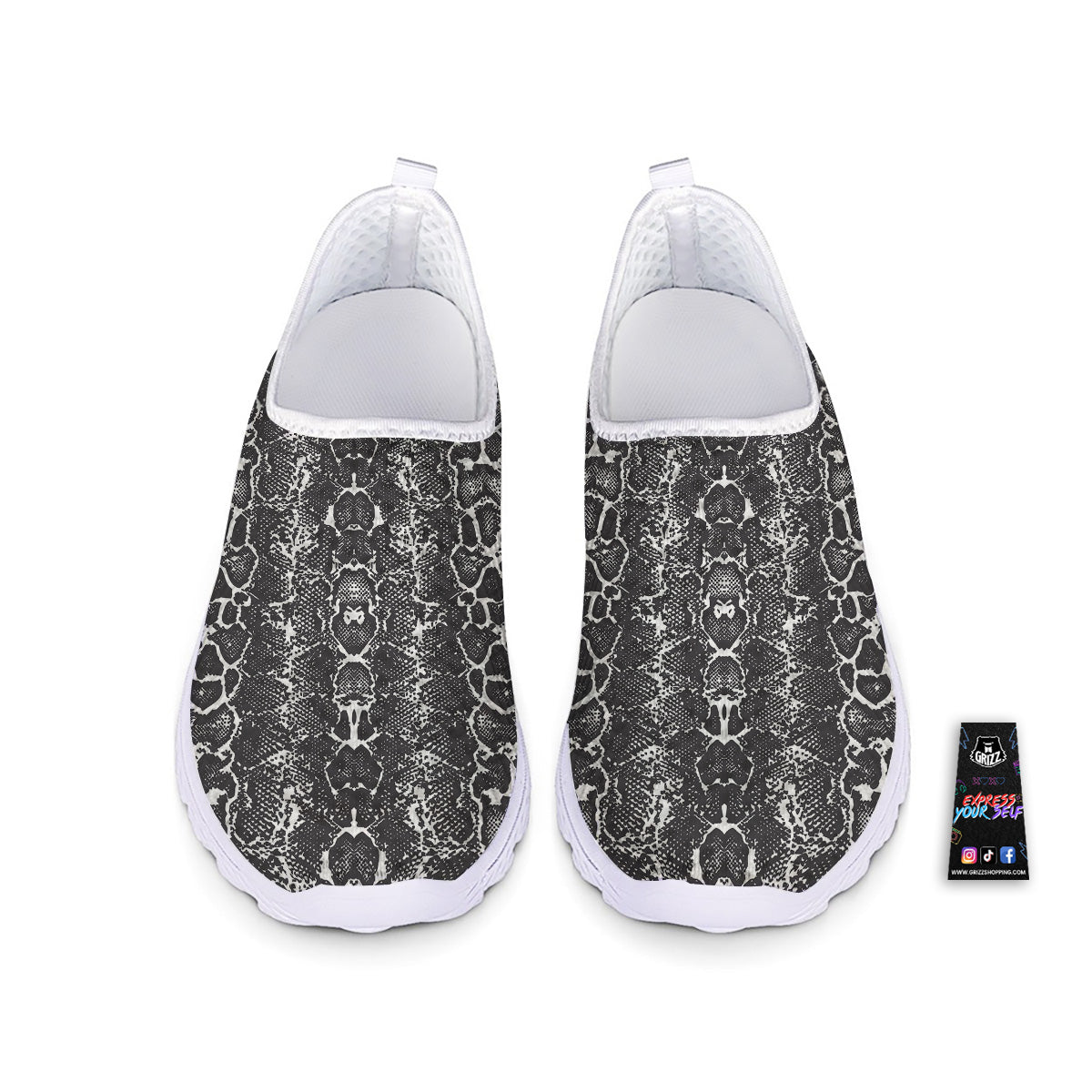 Snakeskin Black Print Nurse Shoes-grizzshop