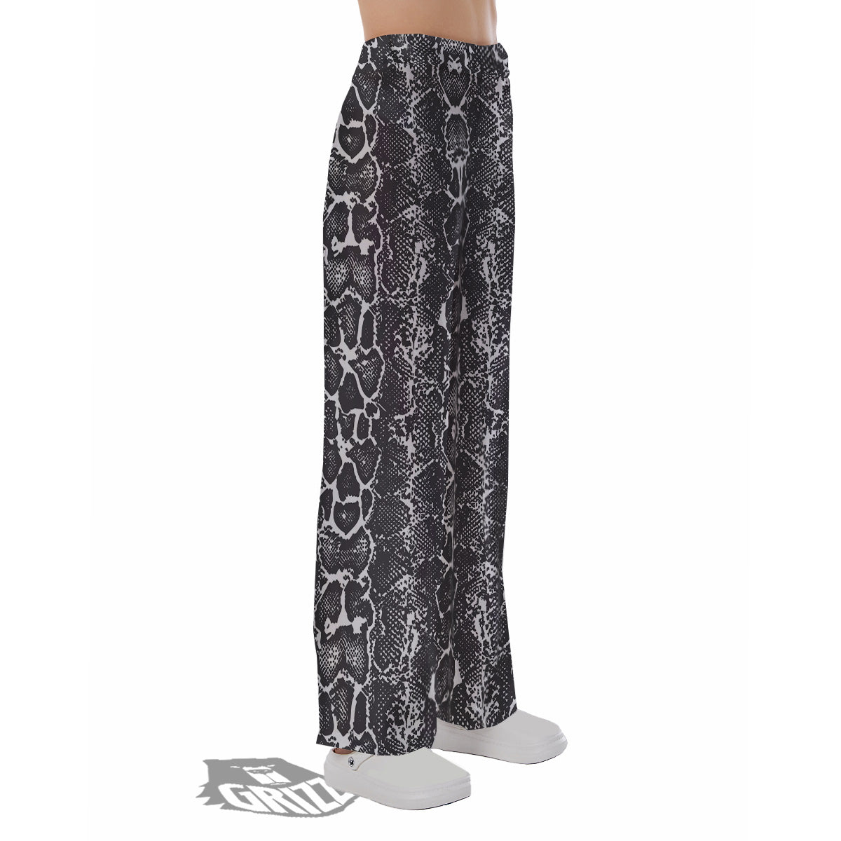 Snakeskin Black Print Pajama Pants-grizzshop
