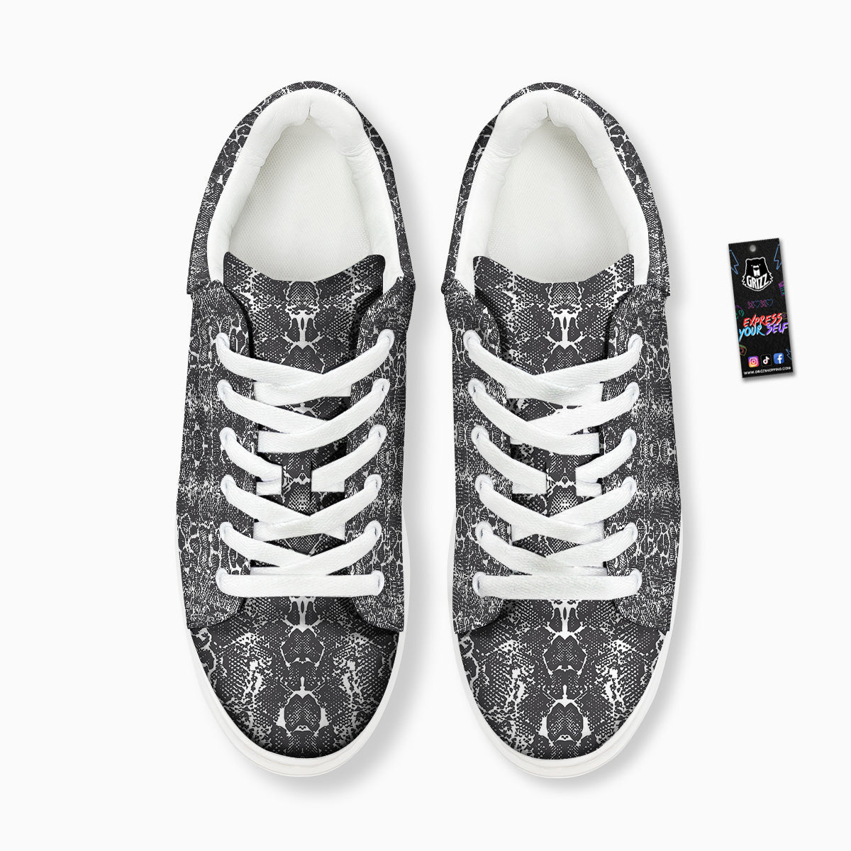 Snakeskin Black Print Platform Shoes-grizzshop