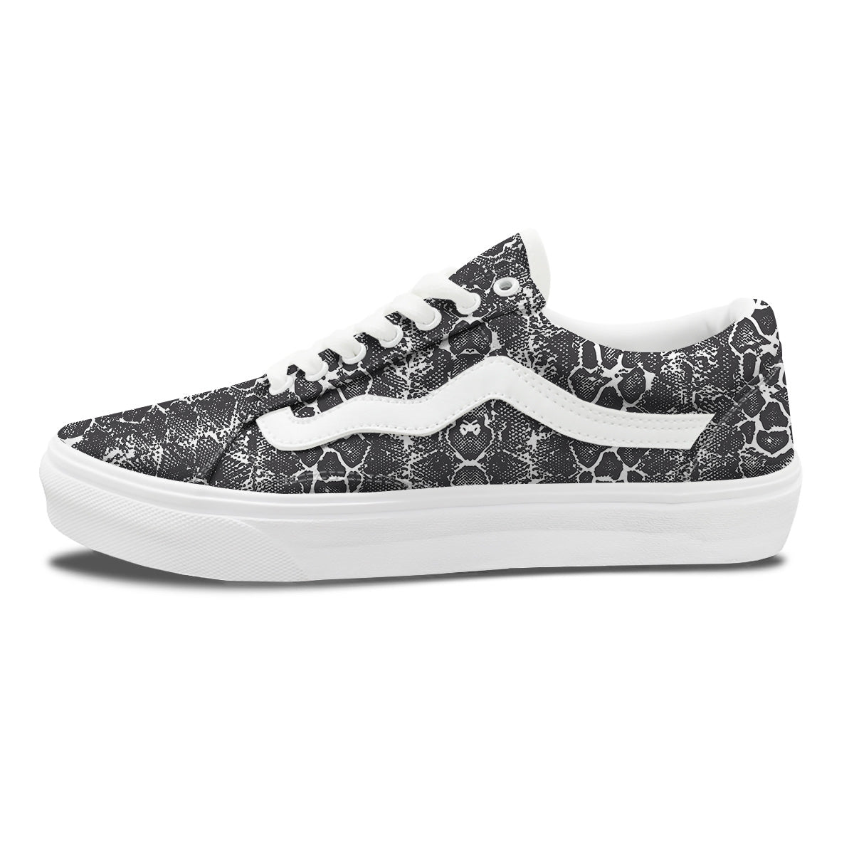 Snakeskin Black Print Skate Shoes-grizzshop