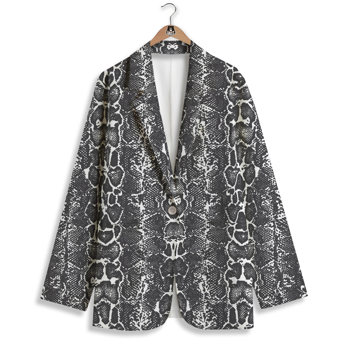 Snakeskin Black Print Women's Blazer-grizzshop