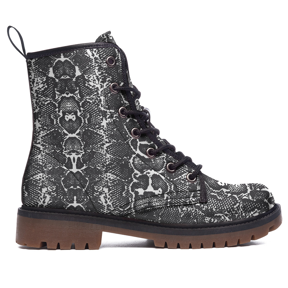 Snakeskin Black Print Work Boots-grizzshop