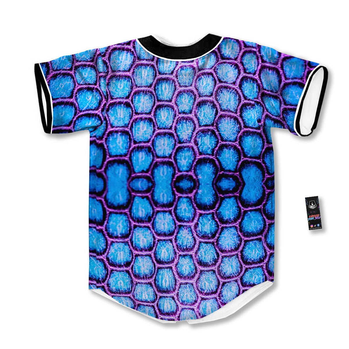 Snakeskin Blue And Purple Print Pattern Baseball Jersey-grizzshop