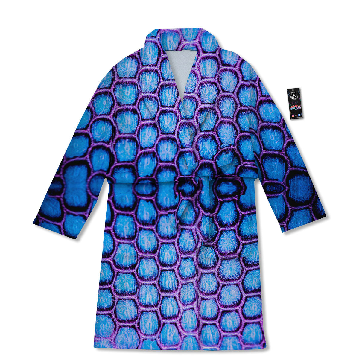 Snakeskin Blue And Purple Print Pattern Bathrobe-grizzshop