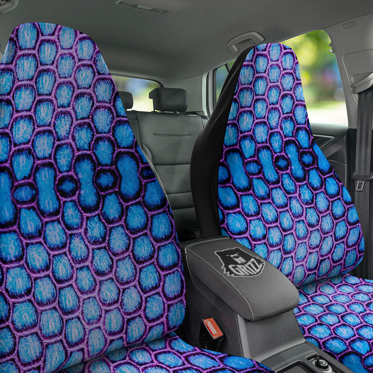 Snakeskin Blue And Purple Print Pattern Car Seat Covers-grizzshop