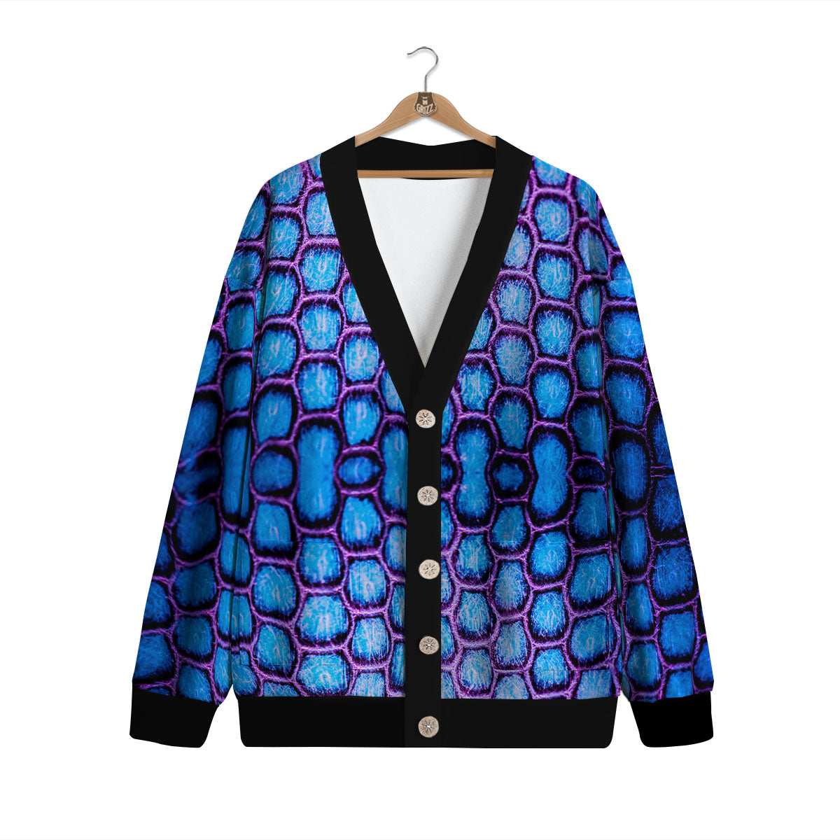 Snakeskin Blue And Purple Print Pattern Cardigan-grizzshop