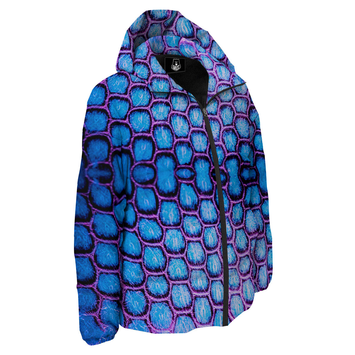 Snakeskin Blue And Purple Print Pattern Down Jacket-grizzshop