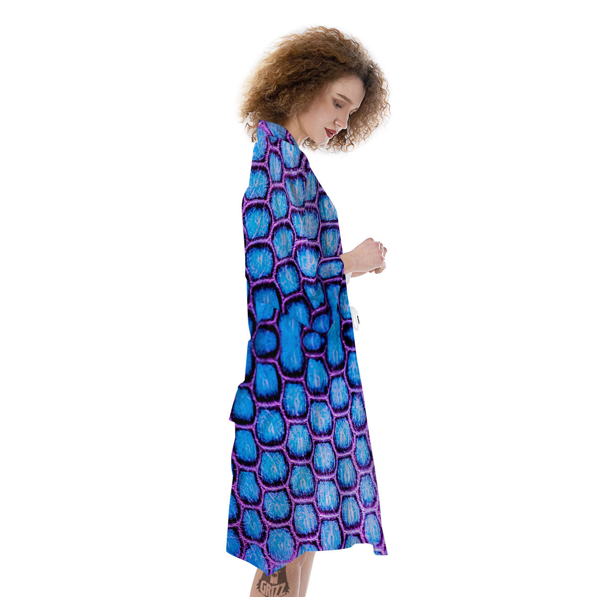Snakeskin Blue And Purple Print Pattern Kimono-grizzshop