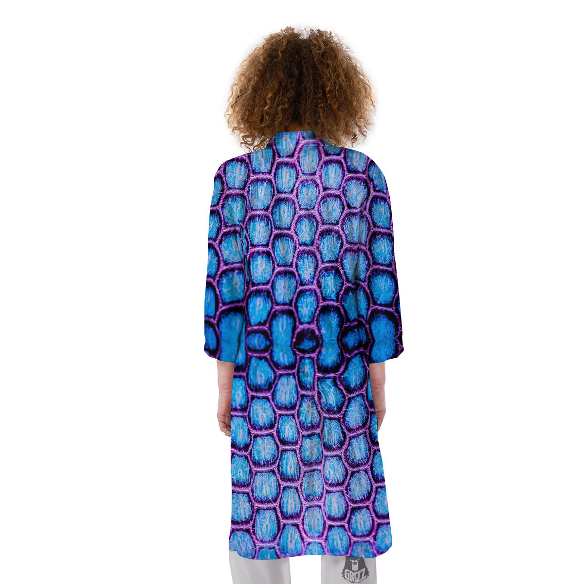 Snakeskin Blue And Purple Print Pattern Kimono-grizzshop