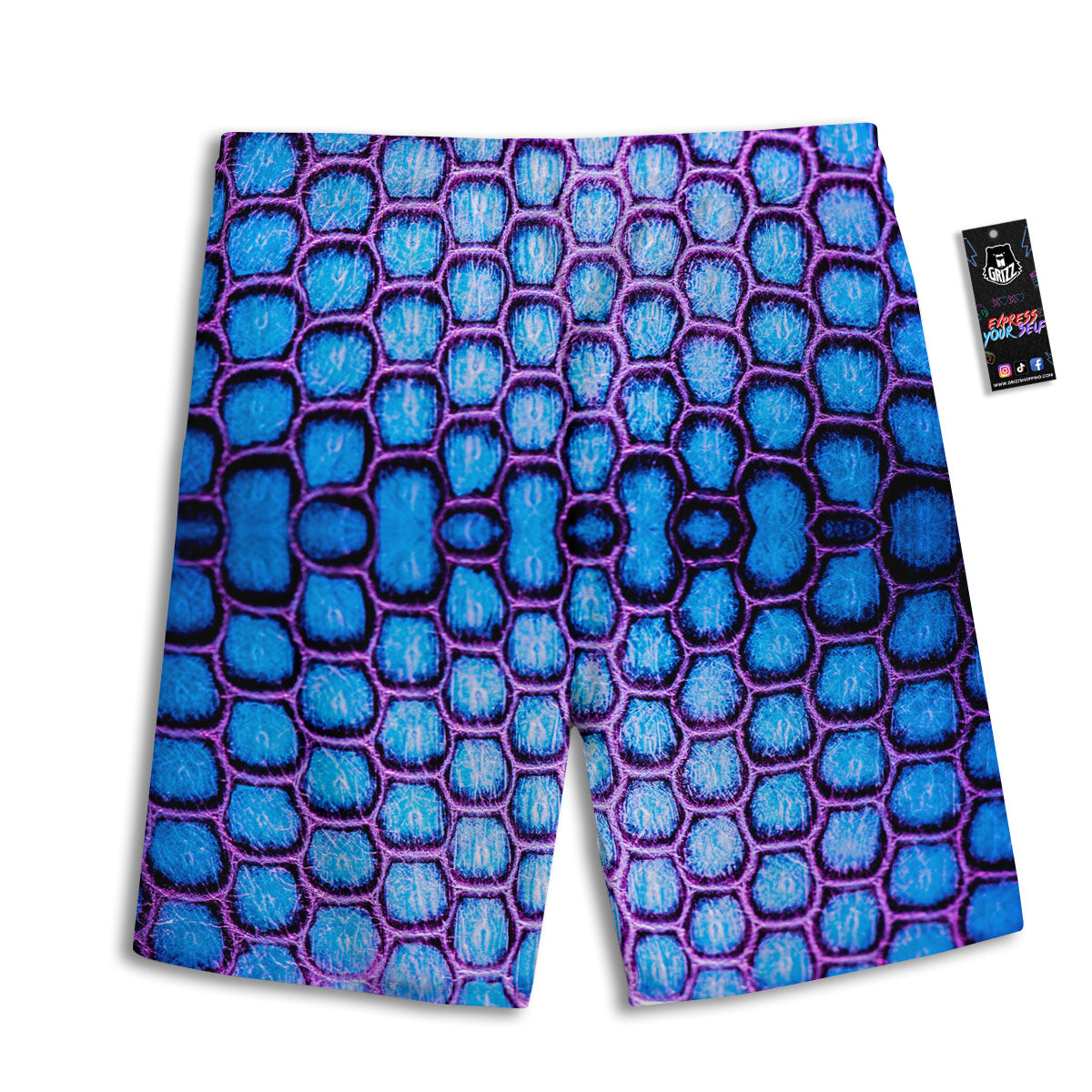 Snakeskin Blue And Purple Print Pattern Men's Athletic Shorts