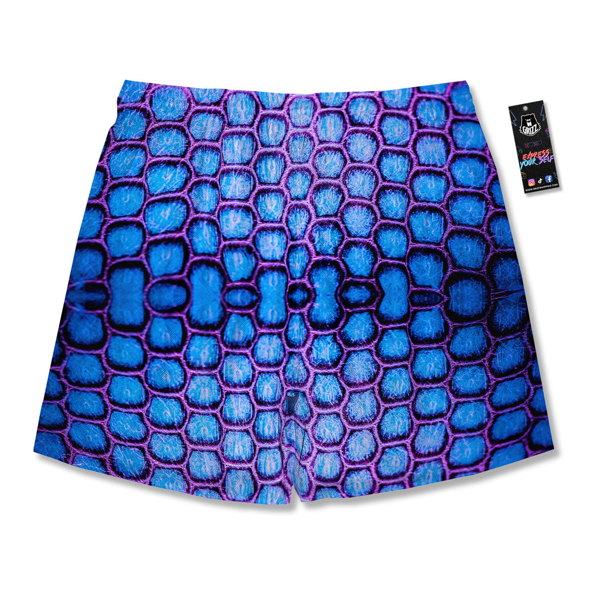 Snakeskin Blue And Purple Print Pattern Men's Running Shorts-grizzshop